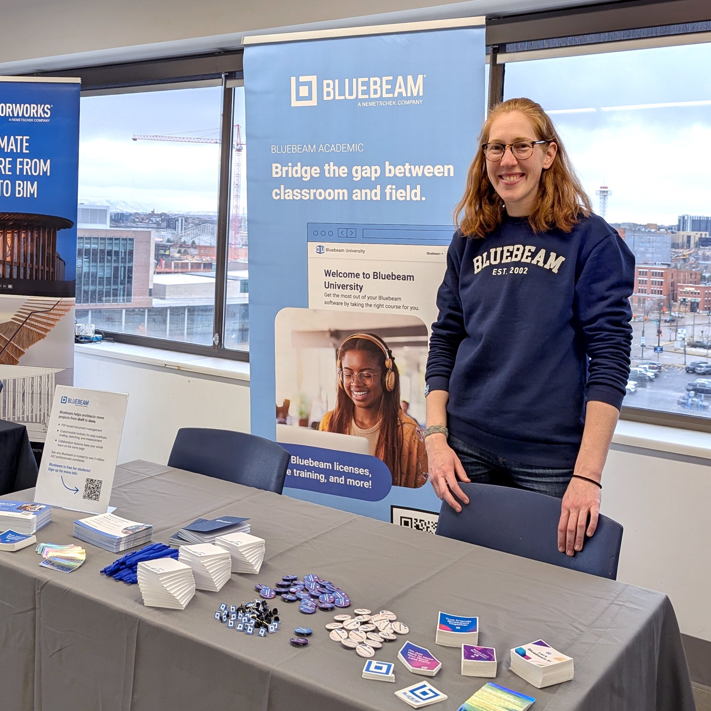 Sarah Parkinson all set up to discuss Bluebeam with students at the AIAS Forum Expo