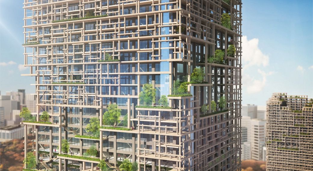 plan für das W350, das dann weltweit höchste hochhaus aus holz